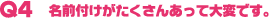 Q4�@���O�t�����������񂠂��đ�ςł��B