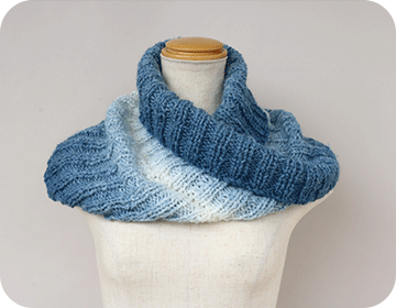 2目ゴム編みのメビウスネックウォーマー