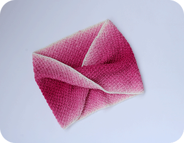 2段かのこ編みのメビウススヌード