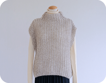 イギリスゴム編みの2配色ベスト