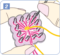 とじ針でかがります。