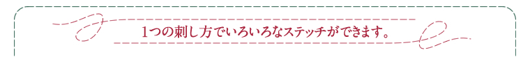 １つの刺し方でいろいろなステッチができます。